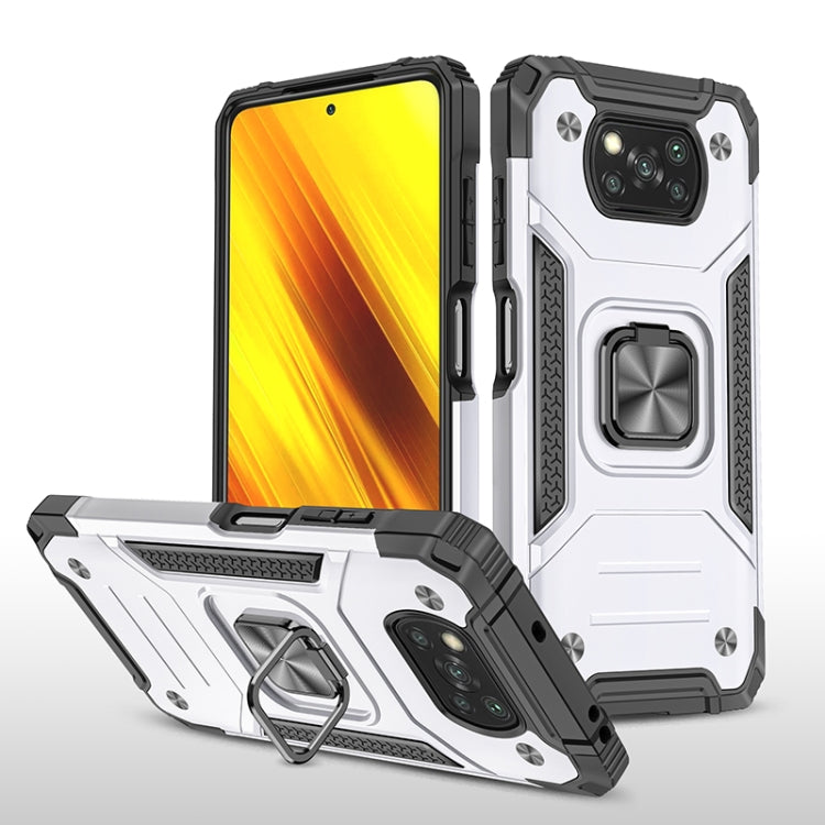 For Xiaomi Poco X3 Magnetic Armor Shockproof TPU + PC Case with Metal Ring Holder