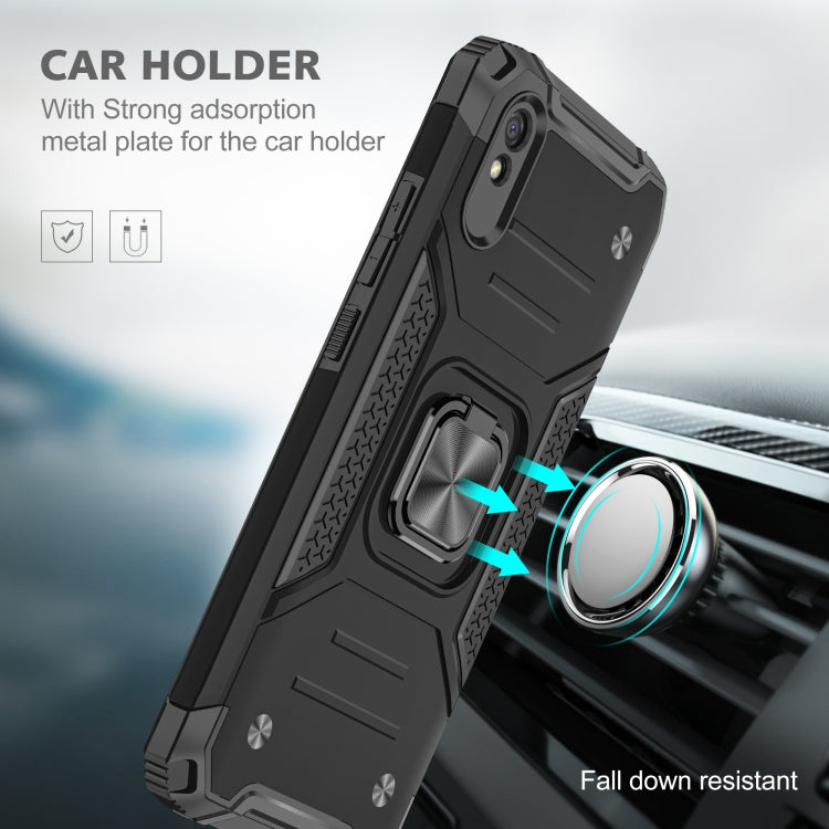 For Xiaomi Redmi 9A Magnetic Armor Shockproof TPU + PC Case with Metal Ring Holder