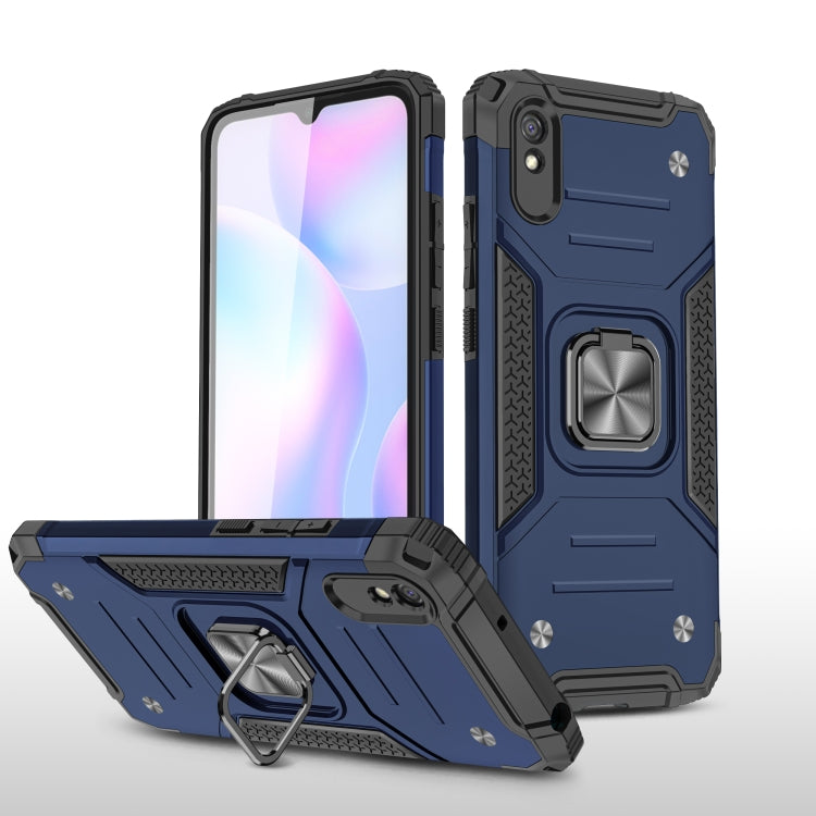 For Xiaomi Redmi 9A Magnetic Armor Shockproof TPU + PC Case with Metal Ring Holder