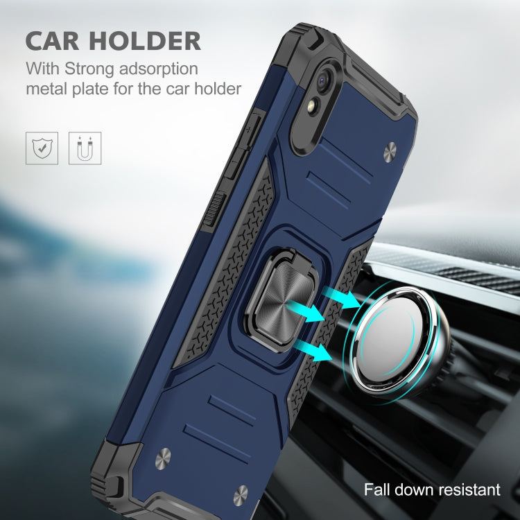 For Xiaomi Redmi 9A Magnetic Armor Shockproof TPU + PC Case with Metal Ring Holder