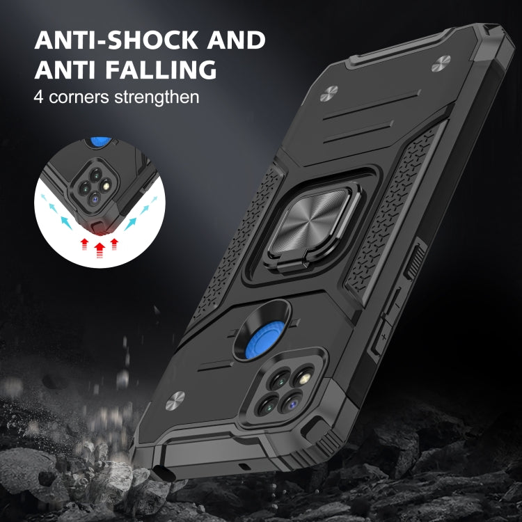 For Xiaomi Redmi 9C Magnetic Armor Shockproof TPU + PC Case with Metal Ring Holder