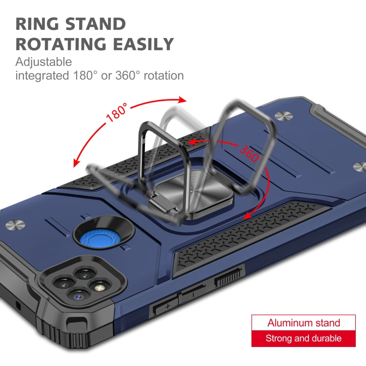 For Xiaomi Redmi 9C Magnetic Armor Shockproof TPU + PC Case with Metal Ring Holder