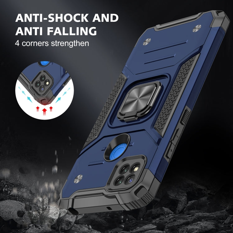 For Xiaomi Redmi 9C Magnetic Armor Shockproof TPU + PC Case with Metal Ring Holder