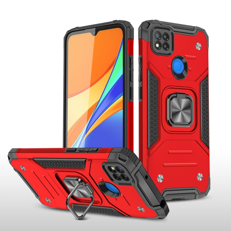 For Xiaomi Redmi 9C Magnetic Armor Shockproof TPU + PC Case with Metal Ring Holder