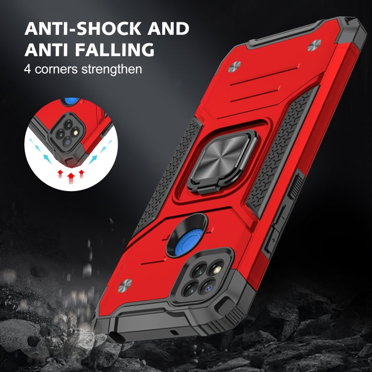 For Xiaomi Redmi 9C Magnetic Armor Shockproof TPU + PC Case with Metal Ring Holder