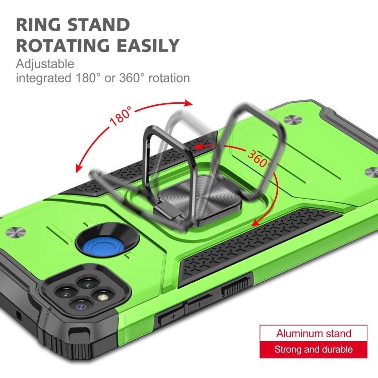 For Xiaomi Redmi 9C Magnetic Armor Shockproof TPU + PC Case with Metal Ring Holder