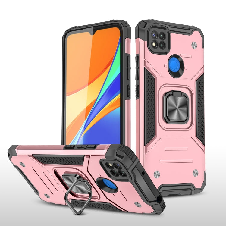 For Xiaomi Redmi 9C Magnetic Armor Shockproof TPU + PC Case with Metal Ring Holder