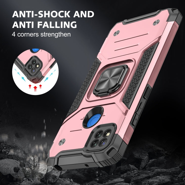 For Xiaomi Redmi 9C Magnetic Armor Shockproof TPU + PC Case with Metal Ring Holder