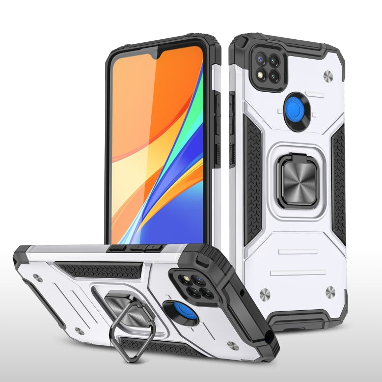 For Xiaomi Redmi 9C Magnetic Armor Shockproof TPU + PC Case with Metal Ring Holder