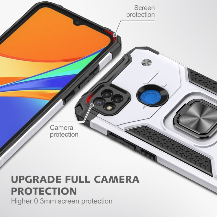 For Xiaomi Redmi 9C Magnetic Armor Shockproof TPU + PC Case with Metal Ring Holder