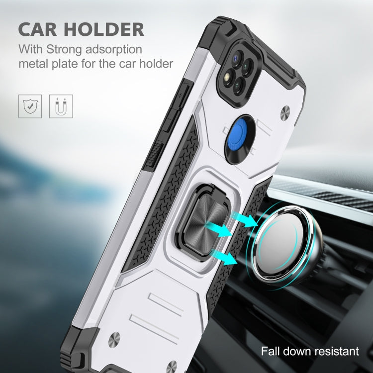 For Xiaomi Redmi 9C Magnetic Armor Shockproof TPU + PC Case with Metal Ring Holder