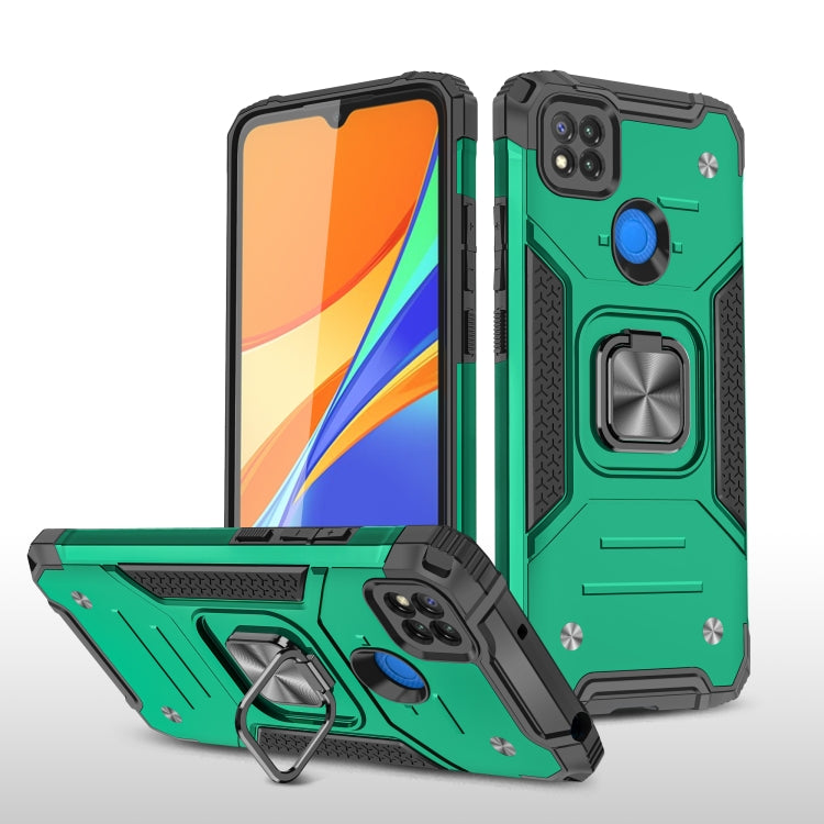 For Xiaomi Redmi 9C Magnetic Armor Shockproof TPU + PC Case with Metal Ring Holder