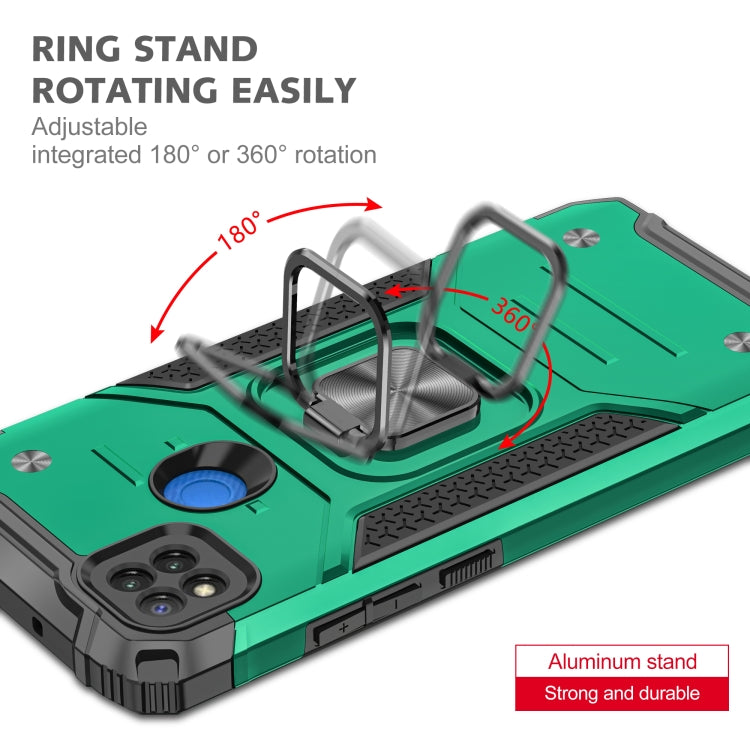 For Xiaomi Redmi 9C Magnetic Armor Shockproof TPU + PC Case with Metal Ring Holder