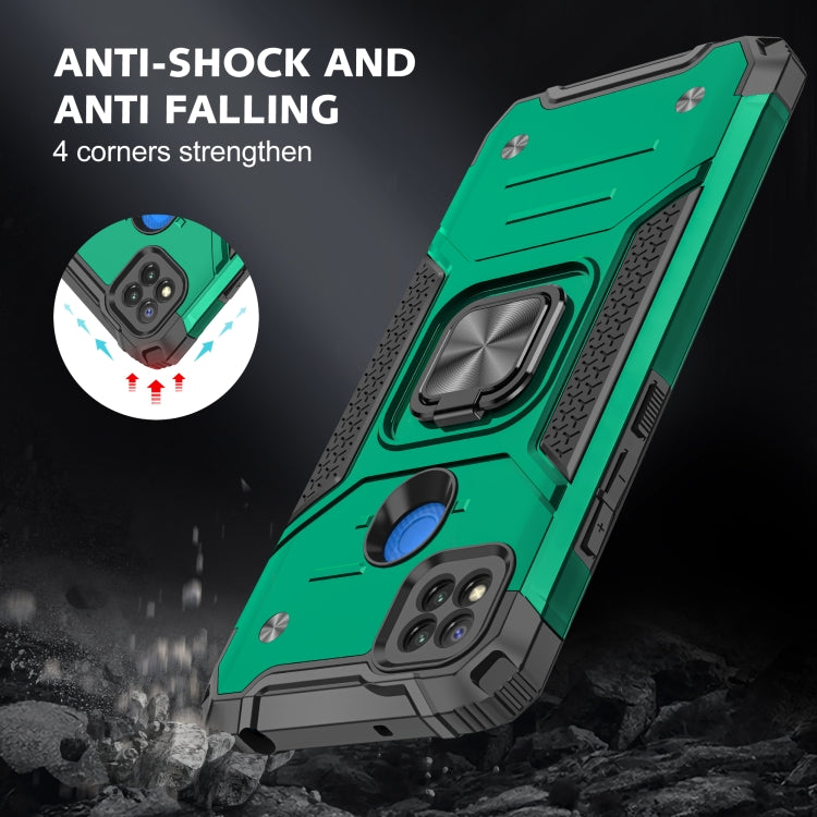 For Xiaomi Redmi 9C Magnetic Armor Shockproof TPU + PC Case with Metal Ring Holder