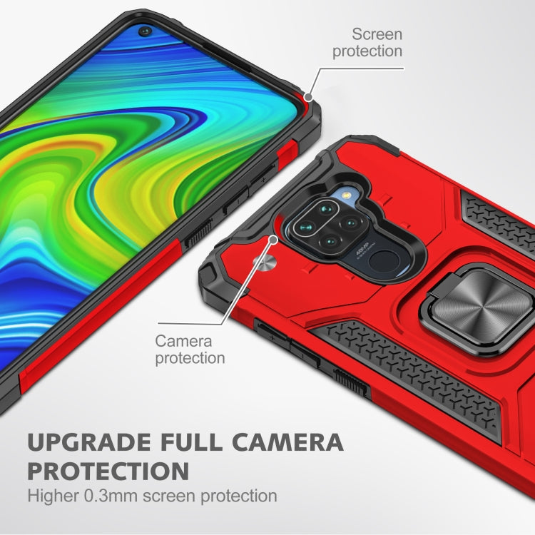 For Xiaomi Redmi Note 9 Magnetic Armor Shockproof TPU + PC Case with Metal Ring Holder