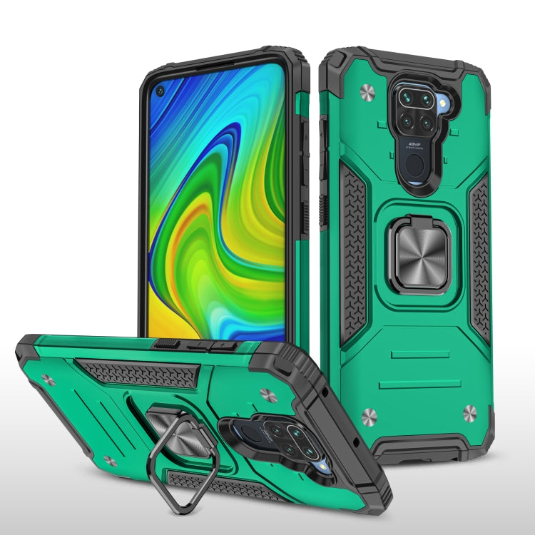 For Xiaomi Redmi Note 9 Magnetic Armor Shockproof TPU + PC Case with Metal Ring Holder
