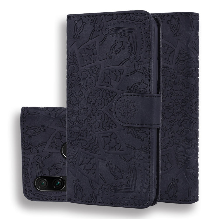 For Xiaomi Redmi 7 / Redmi Y3 Calf Pattern Mandala Double Folding Design Embossed Leather Case with Wallet & Holder & Card Slots