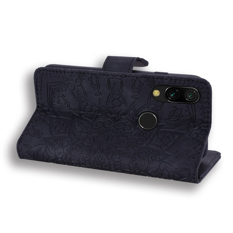 For Xiaomi Redmi 7 / Redmi Y3 Calf Pattern Mandala Double Folding Design Embossed Leather Case with Wallet & Holder & Card Slots