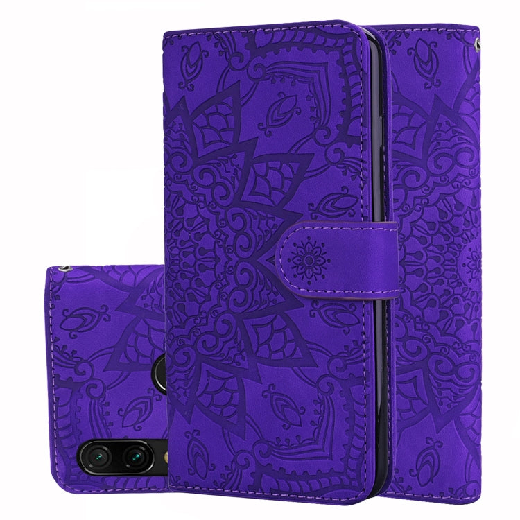 For Xiaomi Redmi 7 / Redmi Y3 Calf Pattern Mandala Double Folding Design Embossed Leather Case with Wallet & Holder & Card Slots