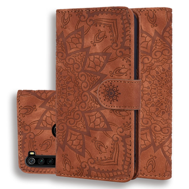 For Xiaomi Redmi Note 8 Calf Pattern Mandala Double Folding Design Embossed Leather Case with Wallet & Holder & Card Slots