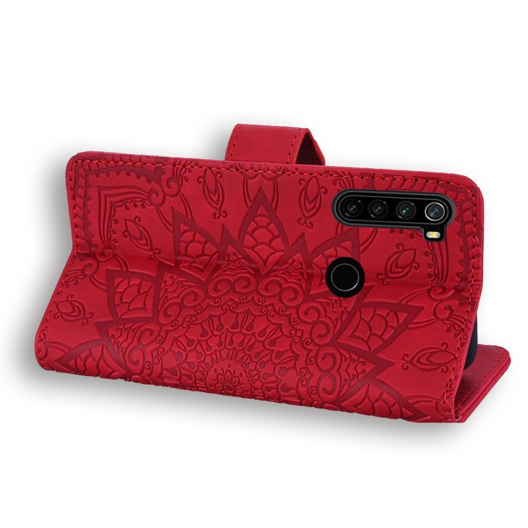 For Xiaomi Redmi Note 8 Calf Pattern Mandala Double Folding Design Embossed Leather Case with Wallet & Holder & Card Slots