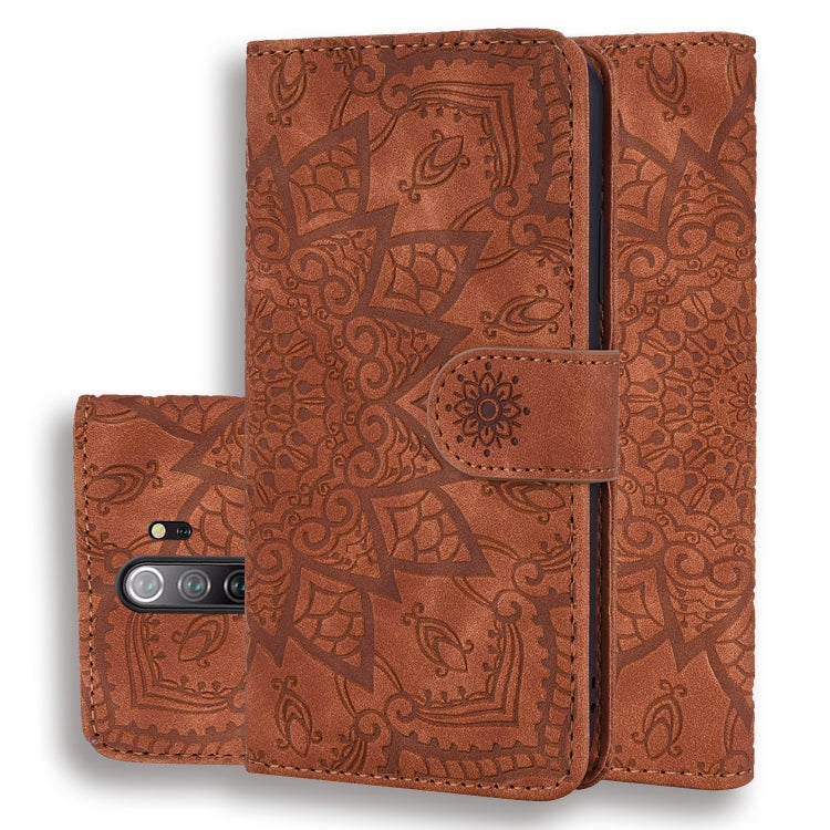 For Xiaomi Redmi Note 8 Pro Calf Pattern Mandala Double Folding Design Embossed Leather Case with Wallet & Holder & Card Slots