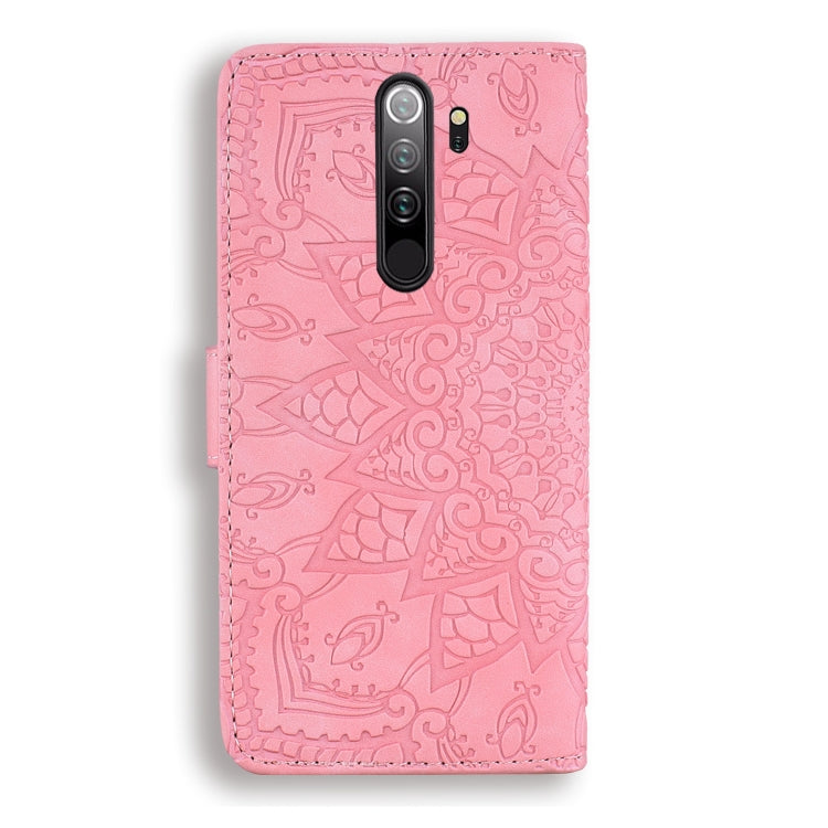 For Xiaomi Redmi Note 8 Pro Calf Pattern Mandala Double Folding Design Embossed Leather Case with Wallet & Holder & Card Slots