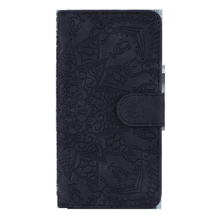 For Galaxy A20s Calf Pattern Mandala Double Folding Design Embossed Leather Case with Wallet & Holder & Card Slots