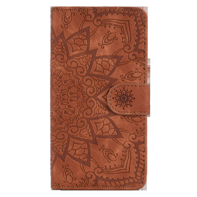 For Galaxy A20s Calf Pattern Mandala Double Folding Design Embossed Leather Case with Wallet & Holder & Card Slots