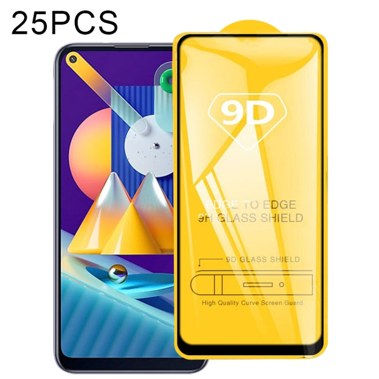 For Samsung Galaxy M11 25 PCS 9D Full Glue Full Screen Tempered Glass Film