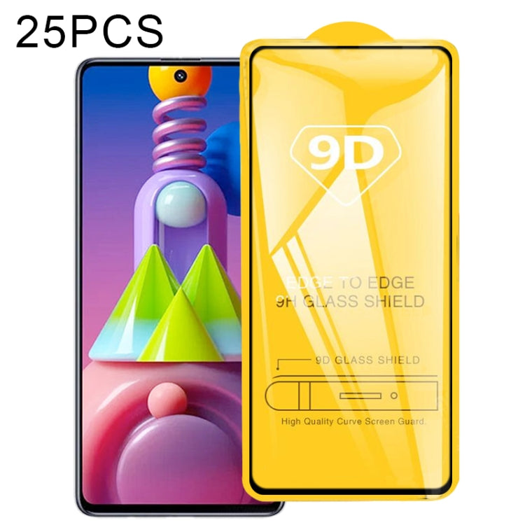 For Samsung Galaxy M51 25 PCS 9D Full Glue Full Screen Tempered Glass Film