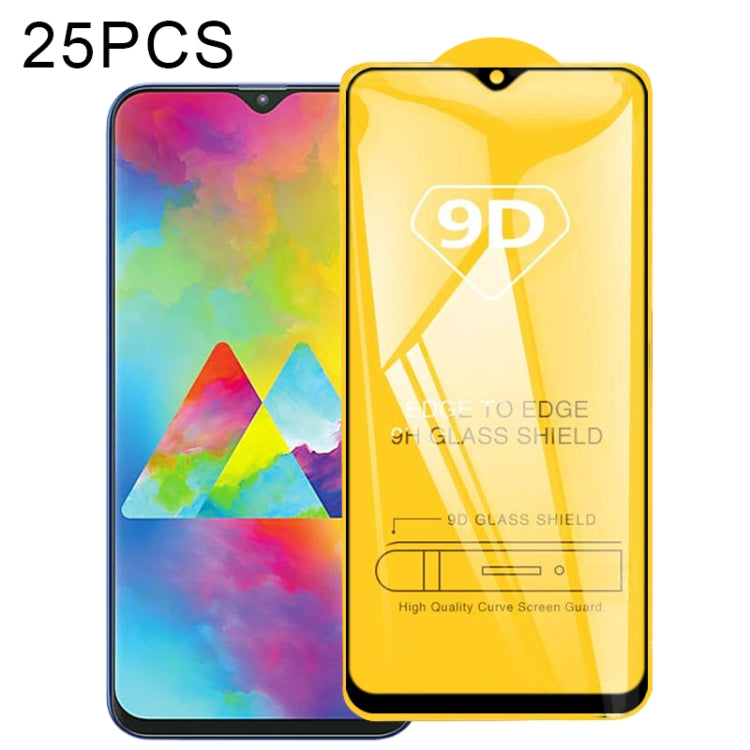 For Samsung Galaxy M20 25 PCS 9D Full Glue Full Screen Tempered Glass Film