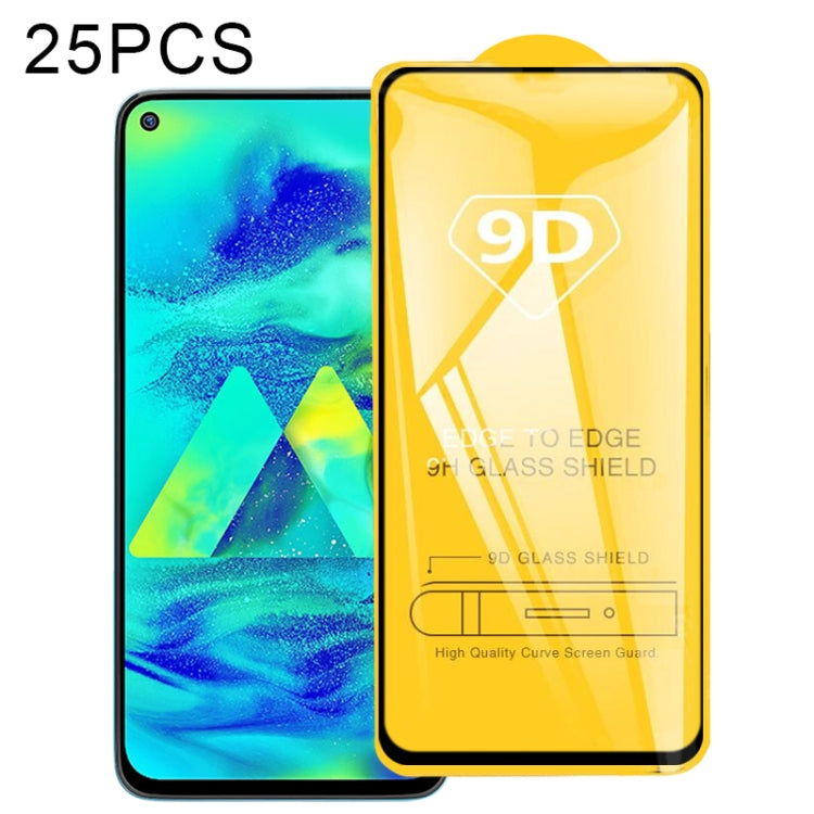 For Samsung Galaxy M40 25 PCS 9D Full Glue Full Screen Tempered Glass Film