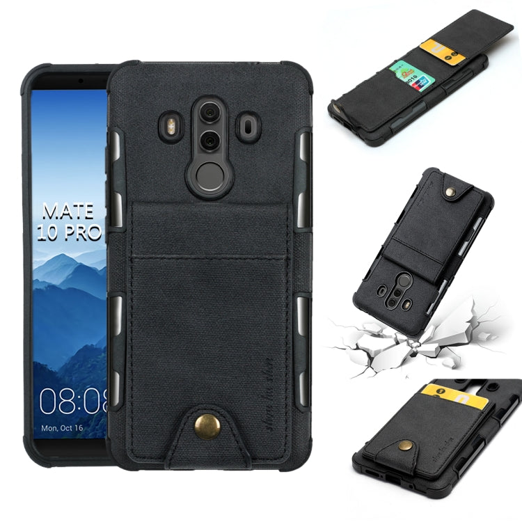 For Huawei Mate 10 Pro Cloth Texture + TPU Shockproof Protective Case with Vertical Flip Card Slots