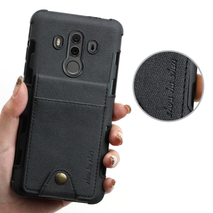 For Huawei Mate 10 Pro Cloth Texture + TPU Shockproof Protective Case with Vertical Flip Card Slots