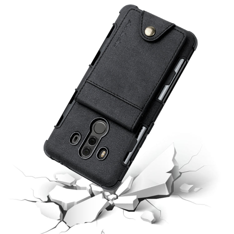 For Huawei Mate 10 Pro Cloth Texture + TPU Shockproof Protective Case with Vertical Flip Card Slots