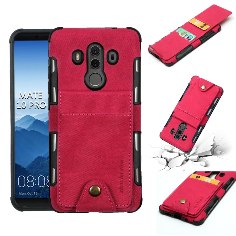 For Huawei Mate 10 Pro Cloth Texture + TPU Shockproof Protective Case with Vertical Flip Card Slots