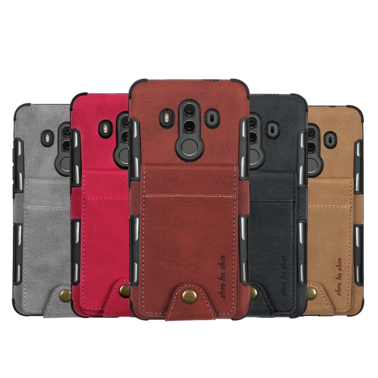 For Huawei Mate 10 Pro Cloth Texture + TPU Shockproof Protective Case with Vertical Flip Card Slots