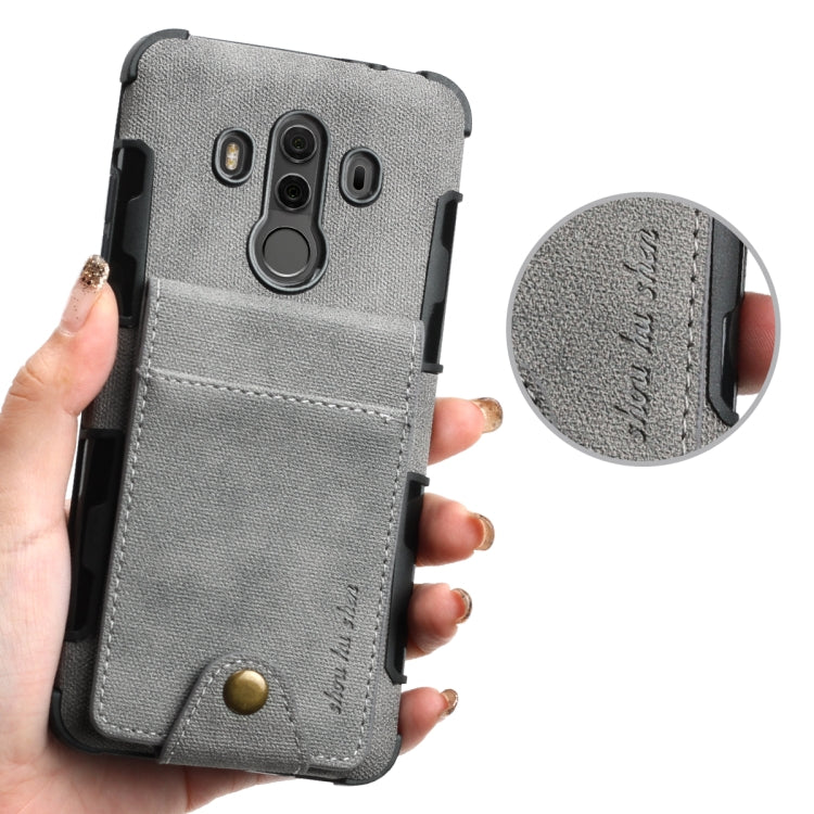 For Huawei Mate 10 Pro Cloth Texture + TPU Shockproof Protective Case with Vertical Flip Card Slots