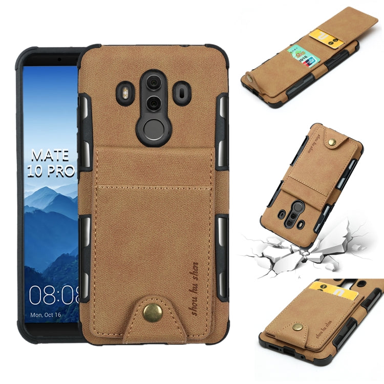 For Huawei Mate 10 Pro Cloth Texture + TPU Shockproof Protective Case with Vertical Flip Card Slots