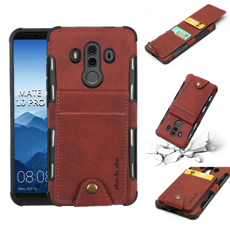 For Huawei Mate 10 Pro Cloth Texture + TPU Shockproof Protective Case with Vertical Flip Card Slots