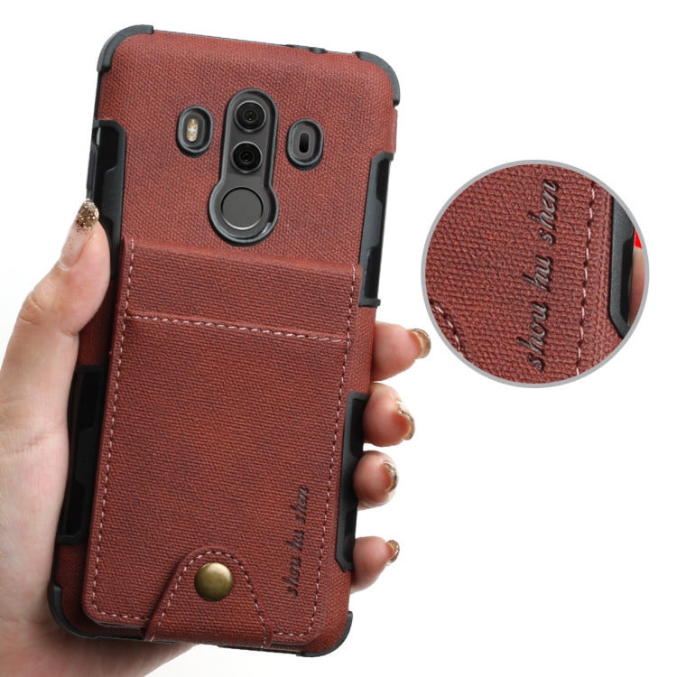 For Huawei Mate 10 Pro Cloth Texture + TPU Shockproof Protective Case with Vertical Flip Card Slots