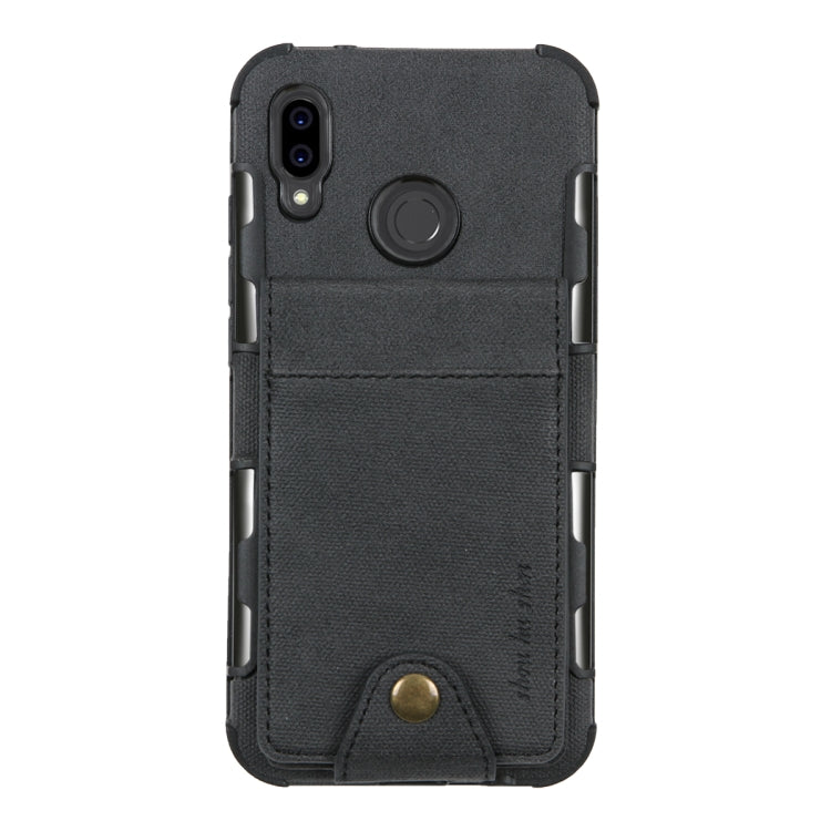 For Huawei P20 Lite Cloth Texture + TPU Shockproof Protective Case with Vertical Flip Card Slots