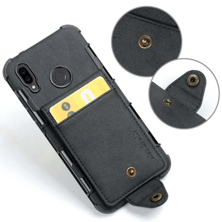For Huawei P20 Lite Cloth Texture + TPU Shockproof Protective Case with Vertical Flip Card Slots
