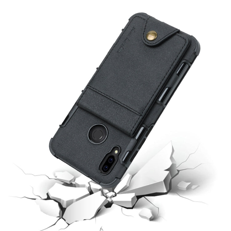 For Huawei P20 Lite Cloth Texture + TPU Shockproof Protective Case with Vertical Flip Card Slots