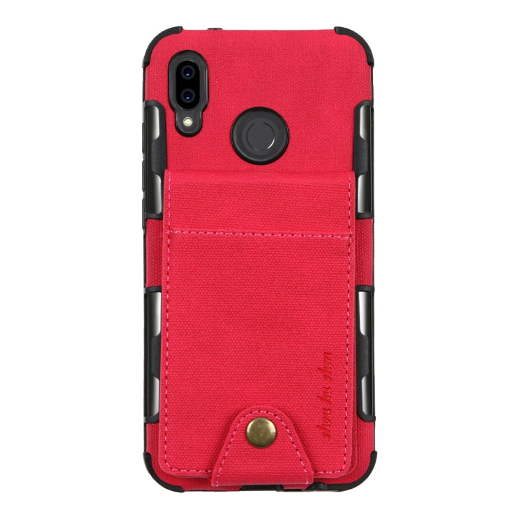 For Huawei P20 Lite Cloth Texture + TPU Shockproof Protective Case with Vertical Flip Card Slots