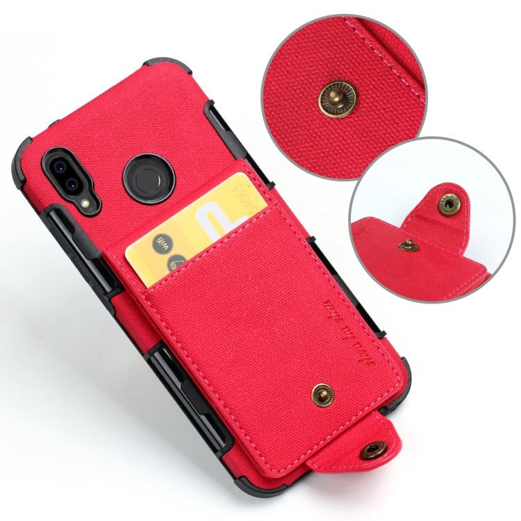 For Huawei P20 Lite Cloth Texture + TPU Shockproof Protective Case with Vertical Flip Card Slots