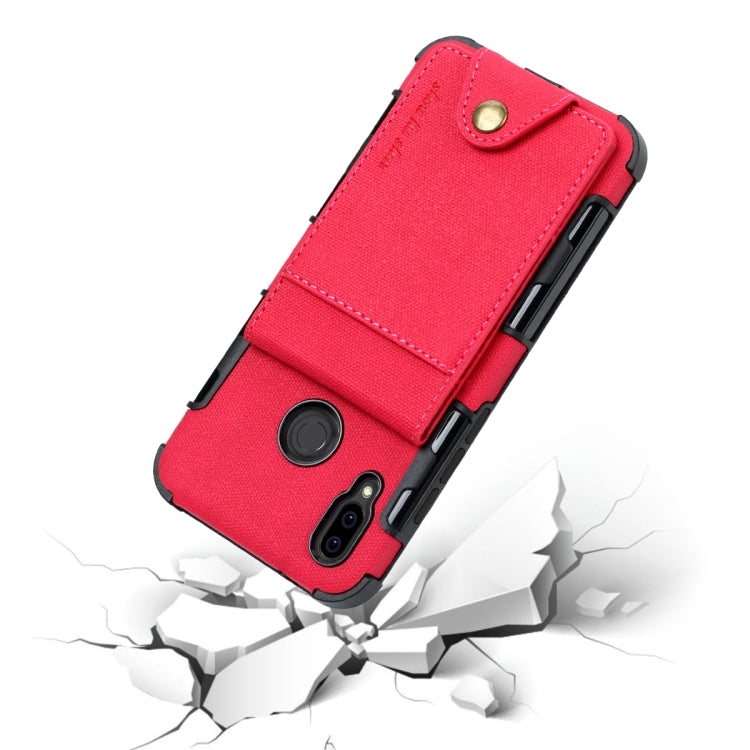For Huawei P20 Lite Cloth Texture + TPU Shockproof Protective Case with Vertical Flip Card Slots