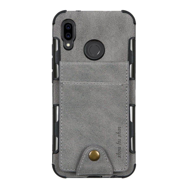 For Huawei P20 Lite Cloth Texture + TPU Shockproof Protective Case with Vertical Flip Card Slots