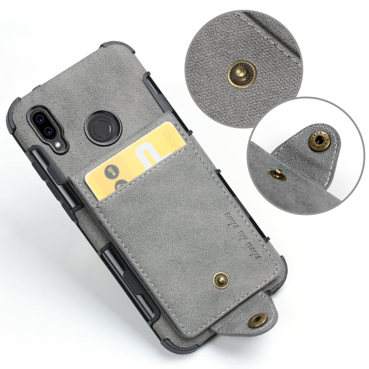 For Huawei P20 Lite Cloth Texture + TPU Shockproof Protective Case with Vertical Flip Card Slots